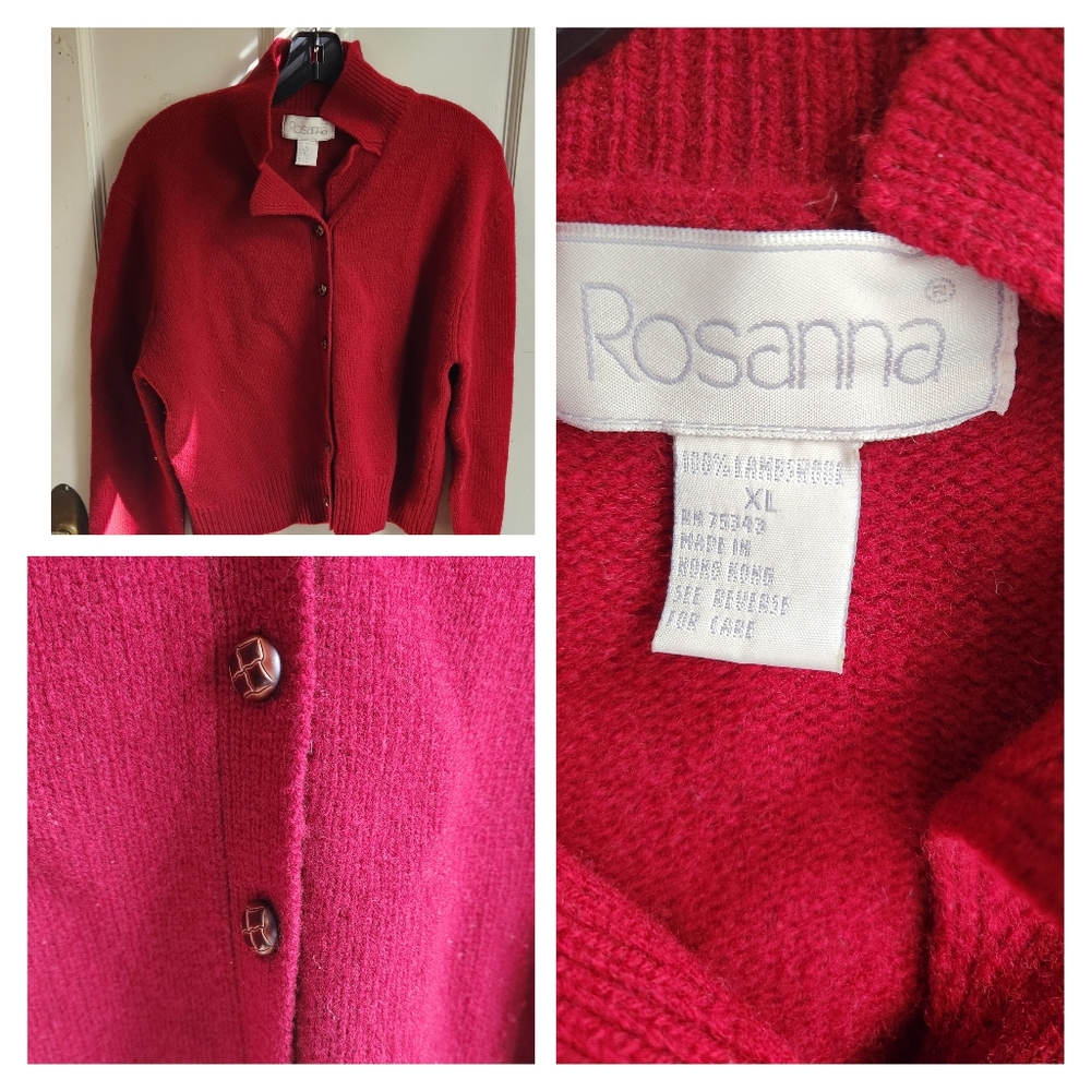 Red vintage Rosanna cardigan. XL.